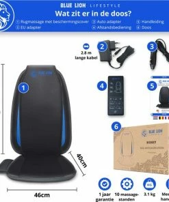 Blue Lion Lifestyle Blue Lion Rugmassage Kussen - Shiatsu Stoel Massagekussen - Massagestoel - Elektrisch Rug Massage Apparaat Tegen Rugpijn Met Warmte -KLASVSA Verkoop 550x543 8