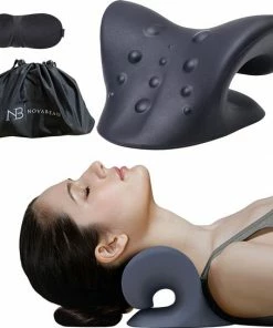 Novabeau? Professionele Nekkussen ? Rugstretcher - Nekstretcher Voor Nekmassage ? Massagekussen Voor Nektractie - Massage Kussen Tegen Nekpijn ? Incl. Opbergtas En Slaapmasker