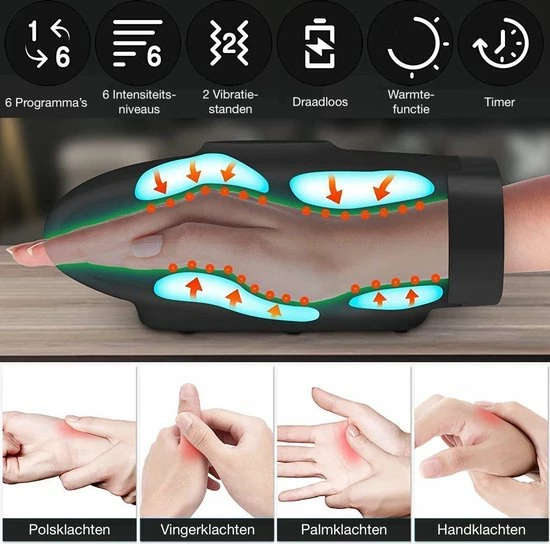 Bluemay Handmassage Apparaat - Massageapparaat - Reuma/RSI/Artrose & Gewrichtspijn - Handreflexologie - Draadloos - Zwart 3 Bluemay Handmassage Apparaat - Massageapparaat - Reuma/RSI/Artrose & Gewrichtspijn - Handreflexologie - Draadloos - Zwart - Afbeelding 3