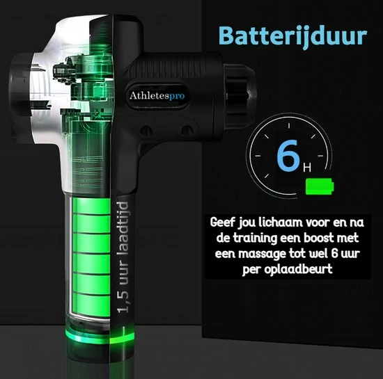 Massage Gun - AthletesPro Massage Pistool Apparaten - Massage Gun Met 6 Massagekoppen En Hard Case - Professioneel Massage Gun - 30 Vibratiestanden - Lange Batterijduur 2 Massage Gun - AthletesPro Massage Pistool Apparaten - Massage Gun Met 6 Massagekoppen En Hard Case - Professioneel Massage Gun - 30 Vibratiestanden - Lange Batterijduur - Afbeelding 2
