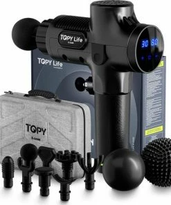 Topylife® Massage Gun - Massage Apparaat - Professioneel En Krachtig Massage Gun - Inclusief Massage Ballen En Opzetstukken - Snel En Effectief Spierherstel - Ontspan En Relax Met Deze Massage Pistool - Ideale Spierstimulator