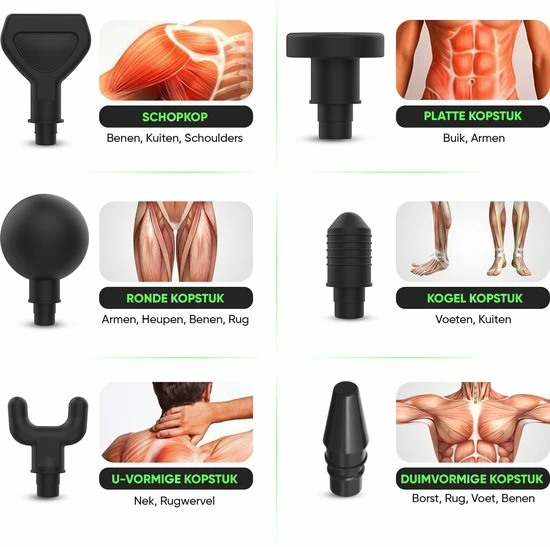 YURDA Professionele Massage Gun 30 Standen - Massage Apparaat - 6 Opzetstukken - Zwart 9 YURDA Professionele Massage Gun 30 Standen - Massage Apparaat - 6 Opzetstukken - Zwart - Afbeelding 9