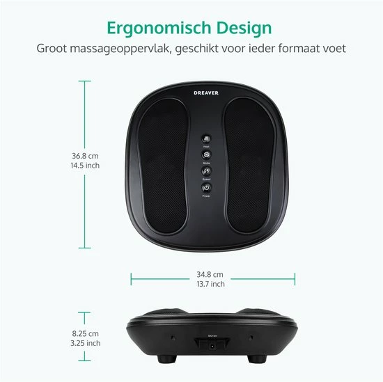 Dreaver Voetmassage Apparaat - 24 Shiatsu Massagekoppen - Infrarood Warmte Stand - Zwart 3 Dreaver Voetmassage Apparaat - 24 Shiatsu Massagekoppen - Infrarood Warmte Stand - Zwart - Afbeelding 3