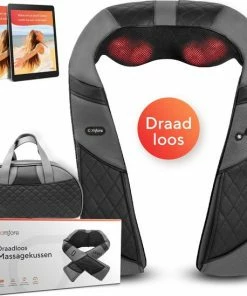 Comfore Draadloos Shiatsu Massagekussen Met Arm Lussen - Nekmassage Apparaat Met Infrarood Functie - Massageapparaat Nek En Rug