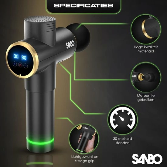 Sanbo? Massage Gun Elite - Sport En Relax Massage - Professioneel 30 Standen - Inclusief Koffer - Inclusief APP - Massage Pistool - Black Friday 2022 4 Sanbo? Massage Gun Elite - Sport En Relax Massage - Professioneel 30 Standen - Inclusief Koffer - Inclusief APP - Massage Pistool - Black Friday 2022 - Afbeelding 4