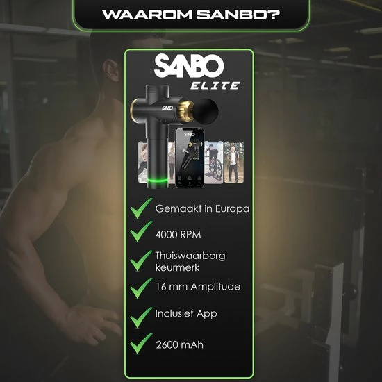 Sanbo? Massage Gun Elite - Sport En Relax Massage - Professioneel 30 Standen - Inclusief Koffer - Inclusief APP - Massage Pistool - Black Friday 2022 6 Sanbo? Massage Gun Elite - Sport En Relax Massage - Professioneel 30 Standen - Inclusief Koffer - Inclusief APP - Massage Pistool - Black Friday 2022 - Afbeelding 6