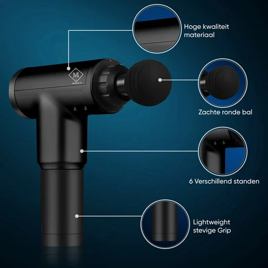 Marilo`s Marilo?s? Professionele Massage Gun ? Sport Massage Apparaat ? Incl. Opbergtas Zwart 2 Marilo`s Marilo?s? Professionele Massage Gun ? Sport Massage Apparaat ? Incl. Opbergtas Zwart - Afbeelding 2