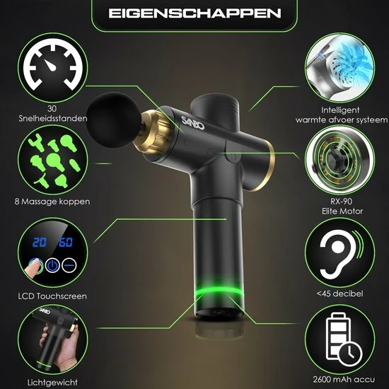 Sanbo? Massage Gun Elite - Sport En Relax Massage - Professioneel 30 Standen - Inclusief Koffer - Inclusief APP - Massage Pistool - Black Friday 2022 10 Sanbo? Massage Gun Elite - Sport En Relax Massage - Professioneel 30 Standen - Inclusief Koffer - Inclusief APP - Massage Pistool - Black Friday 2022 - Afbeelding 10