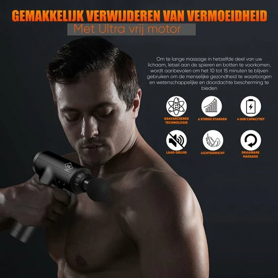 Marilo`s Marilo?s? Professionele Massage Gun ? Sport Massage Apparaat ? Incl. Opbergtas Zwart 8 Marilo`s Marilo?s? Professionele Massage Gun ? Sport Massage Apparaat ? Incl. Opbergtas Zwart - Afbeelding 8