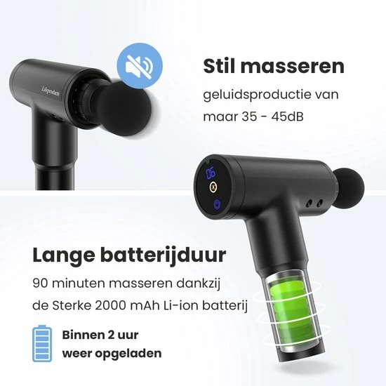 Lifeproducts Massage Gun PRIME - Massage Gun Professioneel - Massage Pistool - Zwart 3 Lifeproducts Massage Gun PRIME - Massage Gun Professioneel - Massage Pistool - Zwart - Afbeelding 3