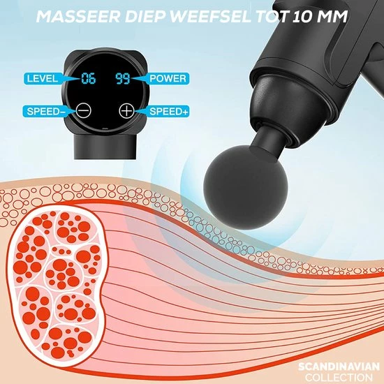Scandinavian Collection Massage Gun 2.0 - Intense Nek En Rug Massage - Sport En Relax Massage - Professioneel- Inclusief Koffer - Massage Apparaat - 6 Standen - Massage Gun 2.0 4 Scandinavian Collection Massage Gun 2.0 - Intense Nek En Rug Massage - Sport En Relax Massage - Professioneel- Inclusief Koffer - Massage Apparaat - 6 Standen - Massage Gun 2.0 - Afbeelding 4