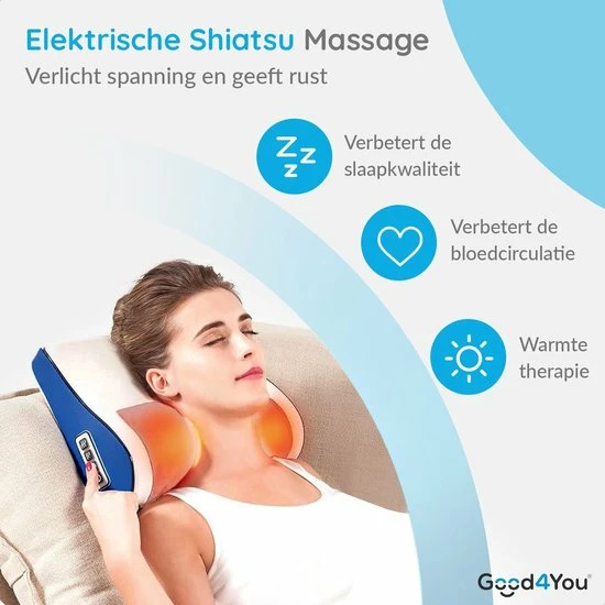 Good4You Elektrisch Shiatsu Massagekussen - Massageapparaat - Nek/Schouders/Rug/Benen/Buik/Voeten 3 Good4You Elektrisch Shiatsu Massagekussen - Massageapparaat - Nek/Schouders/Rug/Benen/Buik/Voeten - Afbeelding 3