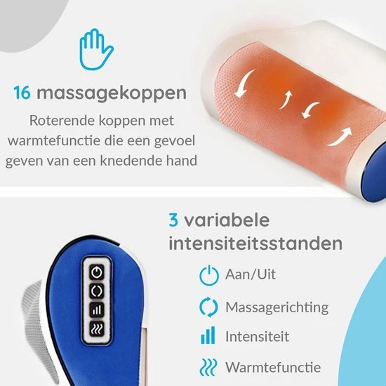 Good4You Elektrisch Shiatsu Massagekussen - Massageapparaat - Nek/Schouders/Rug/Benen/Buik/Voeten 6 Good4You Elektrisch Shiatsu Massagekussen - Massageapparaat - Nek/Schouders/Rug/Benen/Buik/Voeten - Afbeelding 6