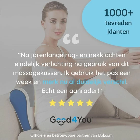 Good4You Elektrisch Shiatsu Massagekussen - Massageapparaat - Nek/Schouders/Rug/Benen/Buik/Voeten 8 Good4You Elektrisch Shiatsu Massagekussen - Massageapparaat - Nek/Schouders/Rug/Benen/Buik/Voeten - Afbeelding 8