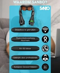 Sanbo Draadloos Massagekussen Met Draagtas WL30 - Warmtefunctie Met Infrarood - Nekmassage Apparaat - Shiatsu - Massageapparaten -KLASVSA Verkoop 550x550 123
