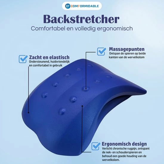 Comformidable Backstretcher - Traagschuim Rugstretcher - Postuur Corrector - Rug Corrector - Massageapparaat - Nekstretcher - Inclusief E-Book 4 Comformidable Backstretcher - Traagschuim Rugstretcher - Postuur Corrector - Rug Corrector - Massageapparaat - Nekstretcher - Inclusief E-Book - Afbeelding 4