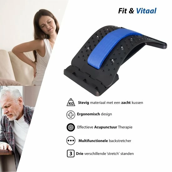 Fit & Vitaal Backstretcher - Rugstretcher - Backstretcher Voor Houding Correctie - Magnetische Acupunctuur - Verstelbaar - Rugmassage - Blauw 2 Fit & Vitaal Backstretcher - Rugstretcher - Backstretcher Voor Houding Correctie - Magnetische Acupunctuur - Verstelbaar - Rugmassage - Blauw - Afbeelding 2