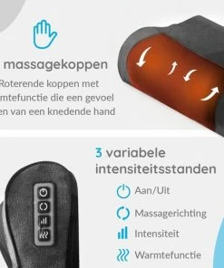 Good4You Elektrisch Shiatsu Massagekussen - Massageapparaat - Nek/Schouders/Rug/Benen/Buik/Voeten - Grijs En Zwart -KLASVSA Verkoop 550x550 1289