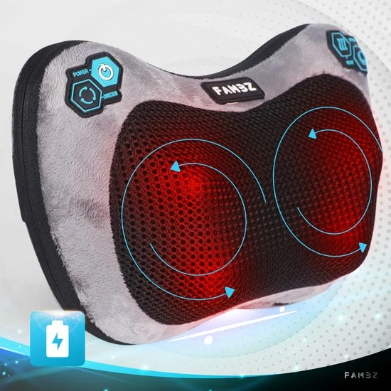 FAMBZ Premium Infrarood Massage Shiatsu Kussen Apparaat Draadloos (Blauw) - 3 Snelheden - Geschikt Voor Nekklachten / Migraine / Stijfheid / Stress - Massageapparaat Voor Nek / Schouder ? Nekmassage Apparaat - Massagekussen - Warmte ? Full Body 1 FAMBZ Premium Infrarood Massage Shiatsu Kussen Apparaat Draadloos (Blauw) - 3 Snelheden - Geschikt Voor Nekklachten / Migraine / Stijfheid / Stress - Massageapparaat Voor Nek / Schouder ? Nekmassage Apparaat - Massagekussen - Warmte ? Full Body