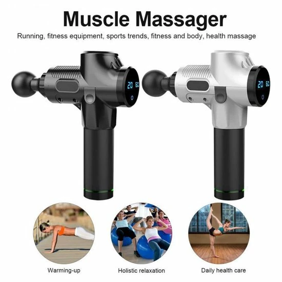 Merkloos Massage Gun + 6 Opzetstukken | Zwart 2 Merkloos Massage Gun + 6 Opzetstukken | Zwart - Afbeelding 2