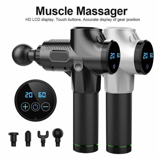 Merkloos Massage Gun + 6 Opzetstukken | Zwart 7 Merkloos Massage Gun + 6 Opzetstukken | Zwart - Afbeelding 7