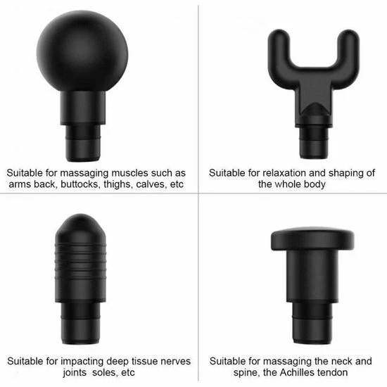 Merkloos Massage Gun + 6 Opzetstukken | Zwart 11 Merkloos Massage Gun + 6 Opzetstukken | Zwart - Afbeelding 11