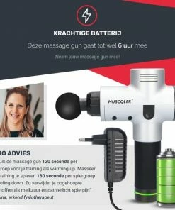 MUSCQLER ? Massage Gun MUSCQLER? Pro Fit - Massage Apparaat - Massage Gun Professioneel - Zeer Krachtig - Extreem Stil - 8 Opzetstukken - 30 Standen - Zilver -KLASVSA Verkoop 550x550 1445
