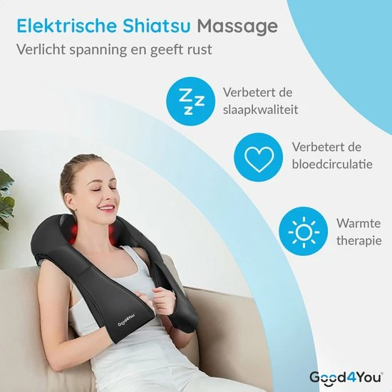 Good4You Elektrisch Shiatsu Massagekussen - Massageapparaat - Nek En Schouder 3 Good4You Elektrisch Shiatsu Massagekussen - Massageapparaat - Nek En Schouder - Afbeelding 3