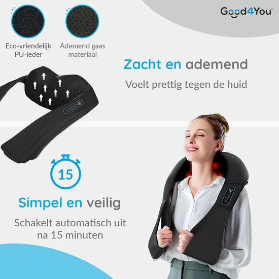 Good4You Elektrisch Shiatsu Massagekussen - Massageapparaat - Nek En Schouder 5 Good4You Elektrisch Shiatsu Massagekussen - Massageapparaat - Nek En Schouder - Afbeelding 5