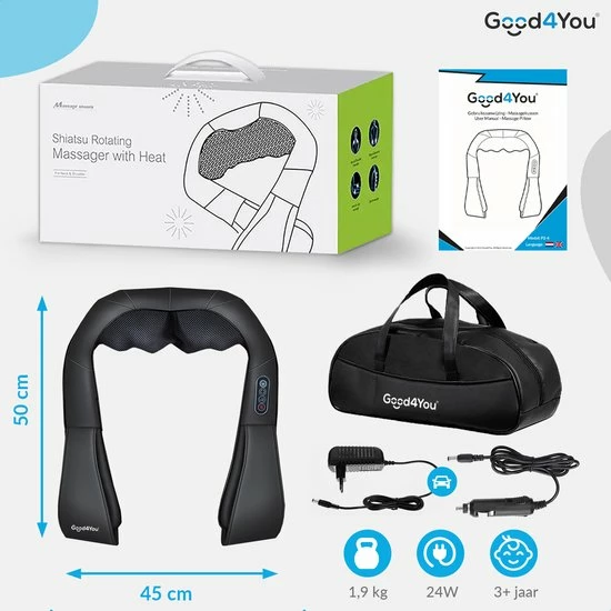 Good4You Elektrisch Shiatsu Massagekussen - Massageapparaat - Nek En Schouder 10 Good4You Elektrisch Shiatsu Massagekussen - Massageapparaat - Nek En Schouder - Afbeelding 10