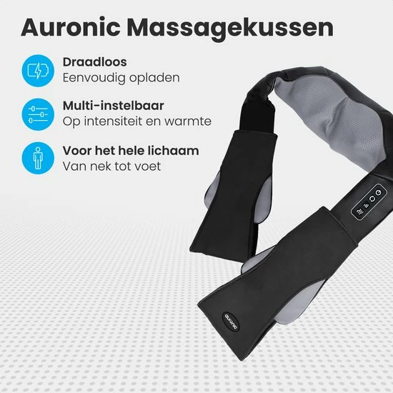 Auronic Draadloos Shiatsu Massagekussen - Elektrisch Apparaat - Nek en Schouder - Warmtefunctie met Infrarood - Zwart Auronic Draadloos Shiatsu Massagekussen - Elektrisch Apparaat - Nek En Schouder - Warmtefunctie Met Infrarood - Zwart -KLASVSA Verkoop 550x550 163