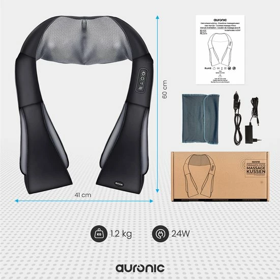 Auronic Draadloos Shiatsu Massagekussen - Elektrisch Apparaat - Nek en Schouder - Warmtefunctie met Infrarood - Zwart Auronic Draadloos Shiatsu Massagekussen - Elektrisch Apparaat - Nek En Schouder - Warmtefunctie Met Infrarood - Zwart -KLASVSA Verkoop 550x550 167