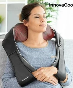 Innovagoods - Shiatsu Pro Massagekussen Voor Heel Het Lichaam - 8 Roterende Ballen Met Warmte Functie/infrarood En Een Autostekker Inbegrepen