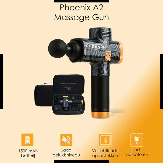 Massage Gun - Massage Apparaat ? Phoenix A2 ? 4 Opzetstukken ? Professioneel ? 3200 RPM! 5 Massage Gun - Massage Apparaat ? Phoenix A2 ? 4 Opzetstukken ? Professioneel ? 3200 RPM! - Afbeelding 5