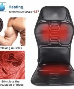 KLASVSA Auto Massage Stoel Kussen Auto Aansluiting En Stekker. Warmte En Vibratie Standen, 9 Motoren. Elegant En Zwart