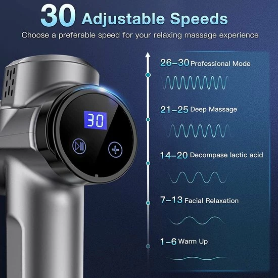 Fylina PRO4 Massage Gun - 30 Snelheden - 8 Opzetstukken - Massage Pistool - Massagegun - Draadloos Massage Apparaat 8 Fylina PRO4 Massage Gun - 30 Snelheden - 8 Opzetstukken - Massage Pistool - Massagegun - Draadloos Massage Apparaat - Afbeelding 8