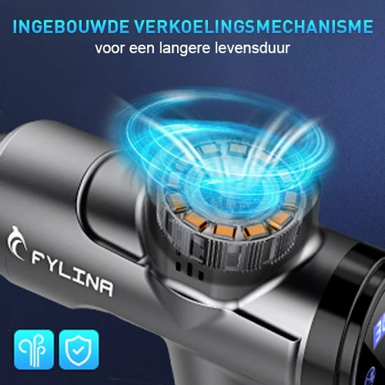 Fylina PRO4 Massage Gun - 30 Snelheden - 8 Opzetstukken - Massage Pistool - Massagegun - Draadloos Massage Apparaat 12 Fylina PRO4 Massage Gun - 30 Snelheden - 8 Opzetstukken - Massage Pistool - Massagegun - Draadloos Massage Apparaat - Afbeelding 12