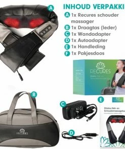 Recures? Shiatsu Massagekussen Met Draagtas ? Nekmassage Apparaat Met Infrarood - Zwart -KLASVSA Verkoop 550x550 198