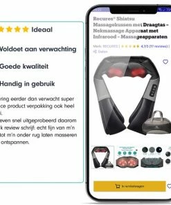 Recures? Shiatsu Massagekussen Met Draagtas ? Nekmassage Apparaat Met Infrarood - Zwart -KLASVSA Verkoop 550x550 201