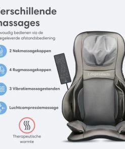 Lifeproducts Shiatsu Massagestoel Met Massagekussen – Massage Stoel Met Luchtcompressiemassage – Instelbare Warmtefunctie – Met Nekmassage, Rugmassage, En Dijmassage -KLASVSA Verkoop 550x550 203