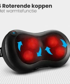 Auronic Draadloos Shiatsu Massagekussen - Elektrisch Nek En Rug Apparaat - Met Warmte Functie – Zwart -KLASVSA Verkoop 550x550 225