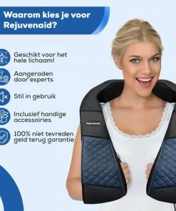 Rejuvenaid® - Shiatsu Massagekussen - Incl. Draagtas + Comfort Riem + Warmtebeschermer + Auto-Adapter - Verwarmt Nek & Rug Massageapparaat - Blauw -KLASVSA Verkoop 550x550 272