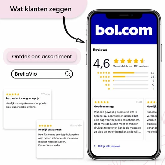 BrellaVio XL Draadloos Massage Kussen + Massagebal - Warmte Functie en Rugsluiting voor Handsfree Gebruik - Shiatsu Apparaat voor Nek/Schouder/Rug/Voeten BrellaVio XL Draadloos Massage Kussen + Massagebal - Warmte Functie En Rugsluiting Voor Handsfree Gebruik - Shiatsu Apparaat Voor Nek/Schouder/Rug/Voeten -KLASVSA Verkoop 550x550 310