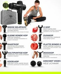 Topylife® Massage Gun - Massage Apparaat - Professioneel En Krachtig Massage Gun - Inclusief Massage Ballen En Opzetstukken - Snel En Effectief Spierherstel - Ontspan En Relax Met Deze Massage Pistool - Ideale Spierstimulator -KLASVSA Verkoop 550x550 336