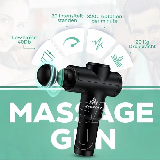 AyeWay Professionele Massage Gun - Nek, Rug, Fullbody - 7 Opzetstukken - 6 Standen 2 AyeWay Professionele Massage Gun - Nek, Rug, Fullbody - 7 Opzetstukken - 6 Standen - Afbeelding 2