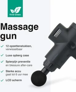Vivid Green Massage Gun - Professioneel - Sport En Relax Massage - Draadloos - 12 Opzetstukken - Zwart -KLASVSA Verkoop 550x550 418