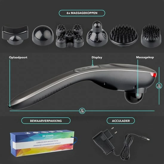 RX Goods Professioneel Klopmassage Apparaat – 6 Snelheden, 6 Massage Opties & 6 Opzetstukken - Handmassage Gun – Deep Tissue & Triggerpoint 6 RX Goods Professioneel Klopmassage Apparaat – 6 Snelheden, 6 Massage Opties & 6 Opzetstukken - Handmassage Gun – Deep Tissue & Triggerpoint - Afbeelding 6