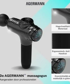 AGERMANN - Massage Gun - 12 Opzetstukken - Touchscreen - Professioneel - Sport Massage Apparaat - Theragun - 3300 Mah - Zwart -KLASVSA Verkoop 550x550 442