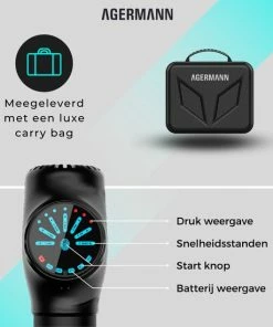 AGERMANN - Massage Gun - 12 Opzetstukken - Touchscreen - Professioneel - Sport Massage Apparaat - Theragun - 3300 Mah - Zwart -KLASVSA Verkoop 550x550 444