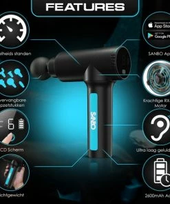 Sanbo® Massage Gun PRO - Professioneel En Krachtig - Inclusief App - Massage Pistool - Black Friday 2022 -KLASVSA Verkoop 550x550 462